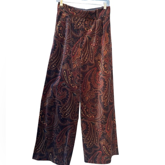 Banana Republic Paisley Velvet Wide‑Leg Pants Size 2 Quiet Luxury Old Money - Picture 3 of 13